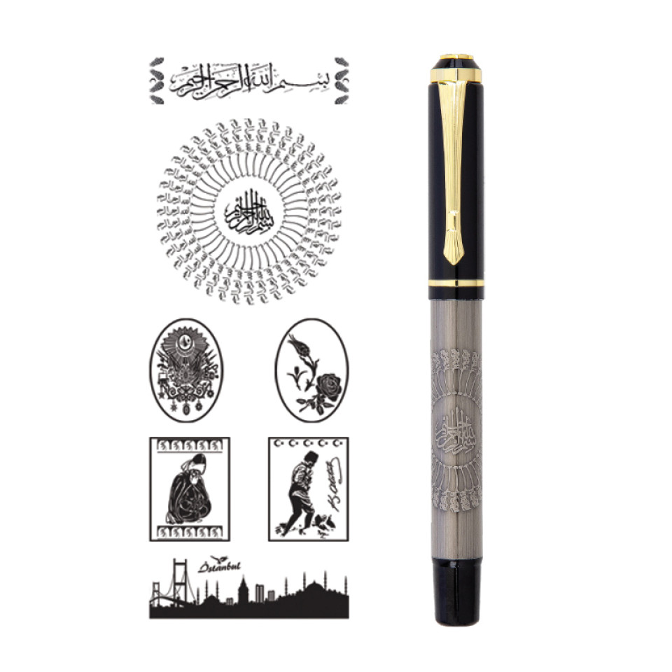 661-R Tuğra Kabartma Figürlü Metal Roller Kalem 661-R Tuğra Kabartma Figürlü Metal Roller Kalem